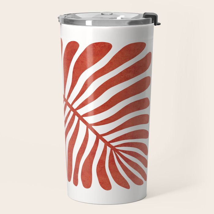 Terracotta abstract leaf Travel Mug Gallery Image 2