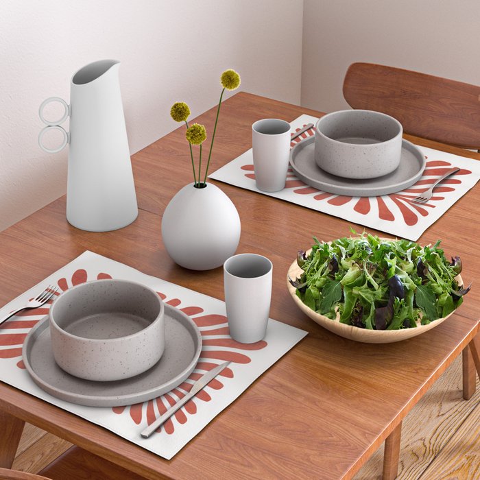Terracotta abstract leaf Placemat Gallery Image 2