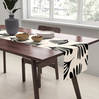 Wispy Leaves Contemporary Pattern in Black and Almond Cream Table Runner Gallery Image 2
