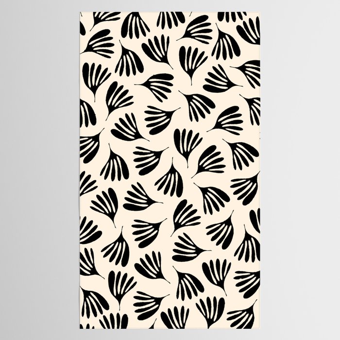 Wispy Leaves Contemporary Pattern in Black and Almond Cream Tablecloth Gallery Image 2