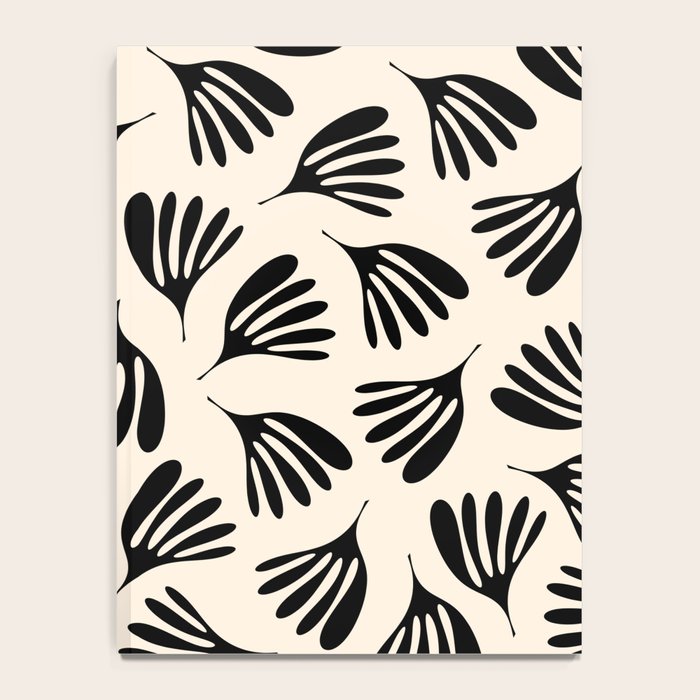 Wispy Leaves Contemporary Pattern in Black and Almond Cream Notebook Gallery Image 4