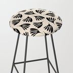 Wispy Leaves Contemporary Pattern in Black and Almond Cream Stool Gallery Image 2