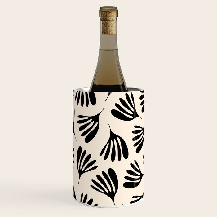 Wispy Leaves Contemporary Pattern in Black and Almond Cream Wine Chiller Gallery Image 2