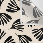 Wispy Leaves Contemporary Pattern in Black and Almond Cream Wall Tapestry Gallery Image 3