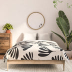 Wispy Leaves Contemporary Pattern in Black and Almond Cream Comforter Gallery Image 3