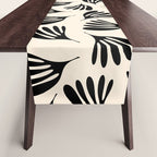Wispy Leaves Contemporary Pattern in Black and Almond Cream Table Runner Gallery Image 1
