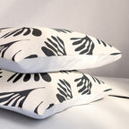 Wispy Leaves Contemporary Pattern in Black and Almond Cream Pillow Sham Gallery Image 3