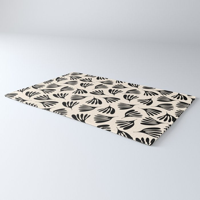 Wispy Leaves Contemporary Pattern in Black and Almond Cream Rug Gallery Image 3