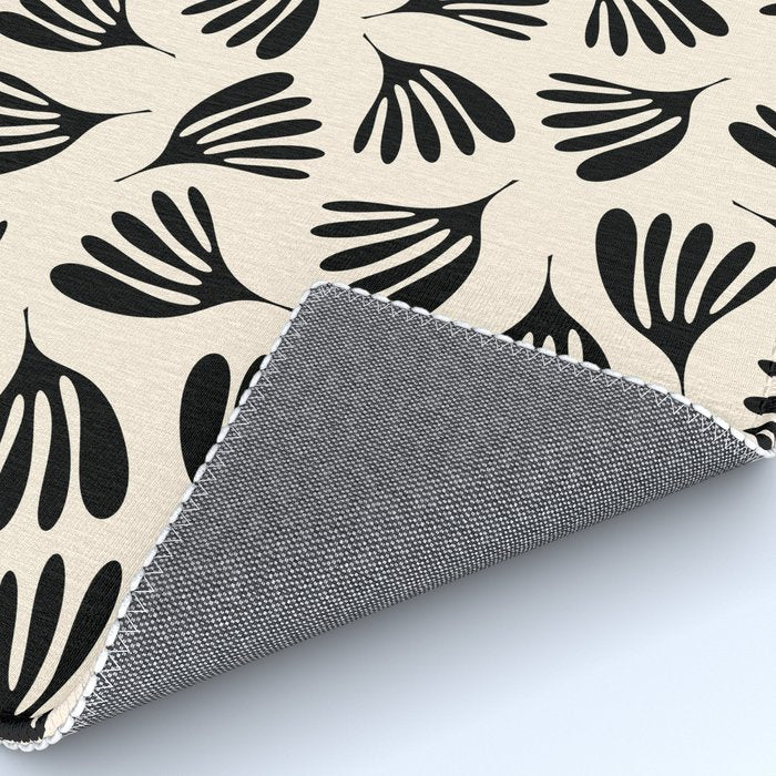 Wispy Leaves Contemporary Pattern in Black and Almond Cream Rug Gallery Image 4