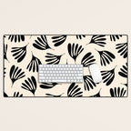 Wispy Leaves Contemporary Pattern in Black and Almond Cream Desk Mat Gallery Image 1
