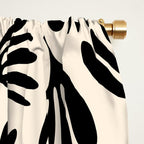 Wispy Leaves Contemporary Pattern in Black and Almond Cream Window Curtain Gallery Image 2