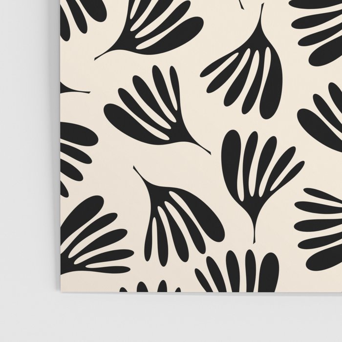 Wispy Leaves Contemporary Pattern in Black and Almond Cream Poster Gallery Image 3
