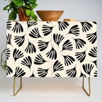 Wispy Leaves Contemporary Pattern in Black and Almond Cream Credenza Gallery Image 1