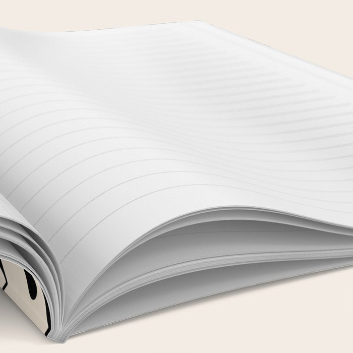 Wispy Leaves Contemporary Pattern in Black and Almond Cream Notebook Gallery Image 2