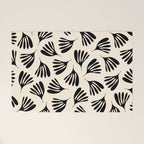 Wispy Leaves Contemporary Pattern in Black and Almond Cream Welcome Mat Gallery Image 1