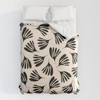 Wispy Leaves Contemporary Pattern in Black and Almond Cream Duvet Cover Gallery Image 6
