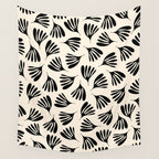 Wispy Leaves Contemporary Pattern in Black and Almond Cream Wall Tapestry Gallery Image 4