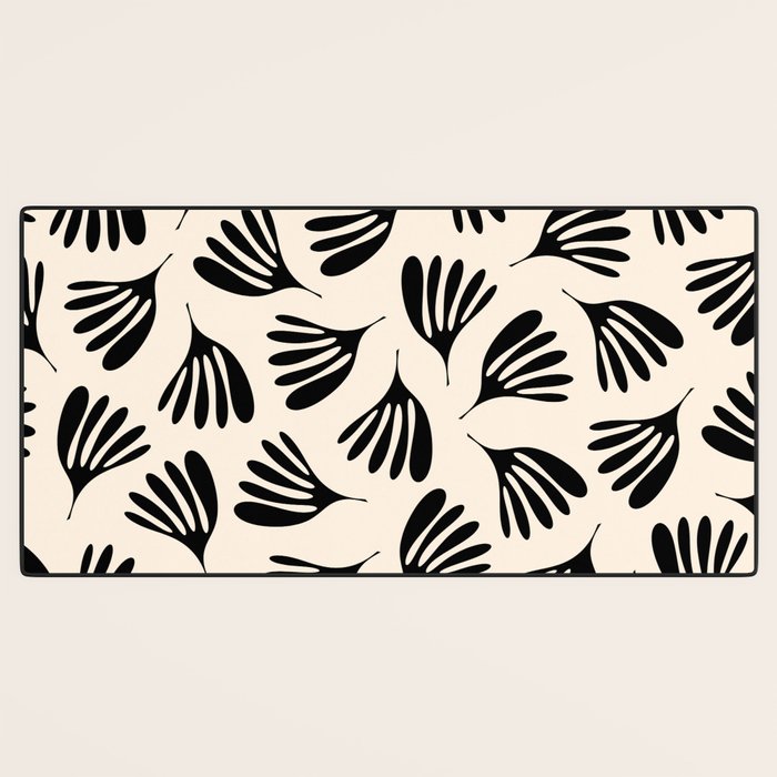 Wispy Leaves Contemporary Pattern in Black and Almond Cream Desk Mat Gallery Image 3