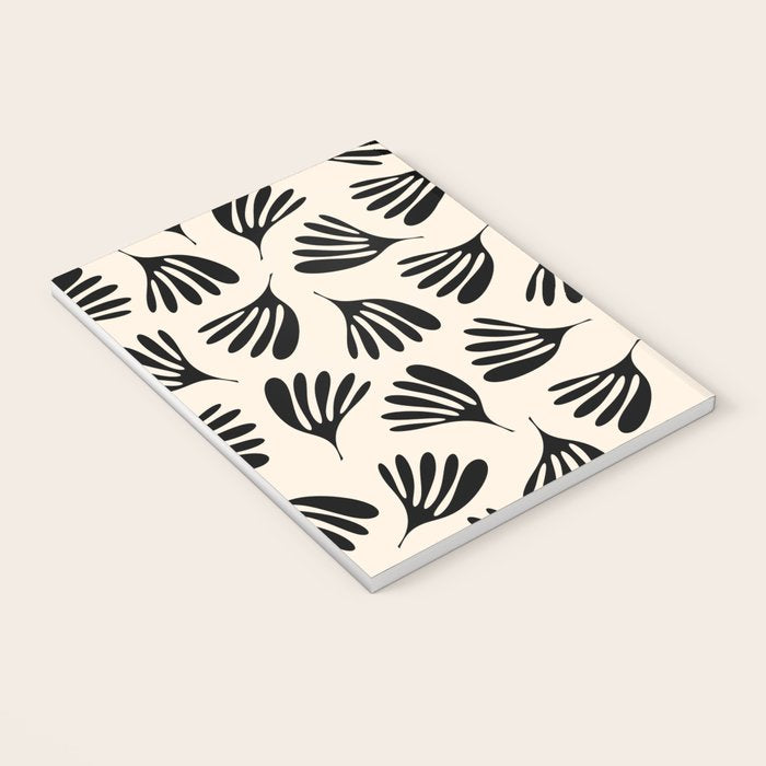 Wispy Leaves Contemporary Pattern in Black and Almond Cream Notebook Gallery Image 3