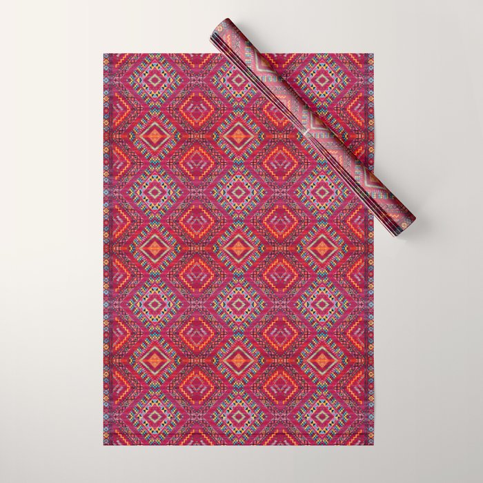 Rose Oasis: Vintage Bohemian Geometric Heritage Wrapping Paper Gallery Image 1
