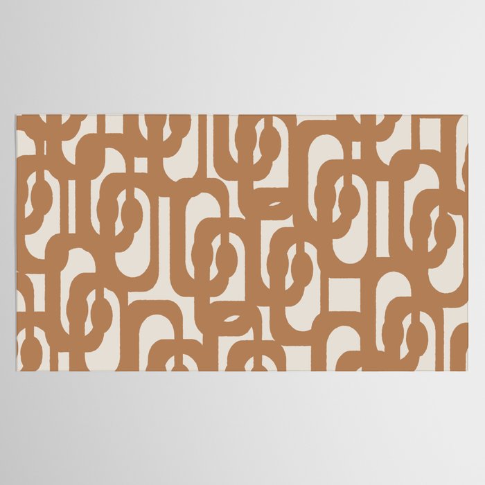 Mid Century Modern Loop Pattern in Neutral Light Brown Tablecloth Gallery Image 2