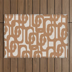 Mid Century Modern Loop Pattern in Neutral Light Brown Outdoor Rug Gallery Image 1