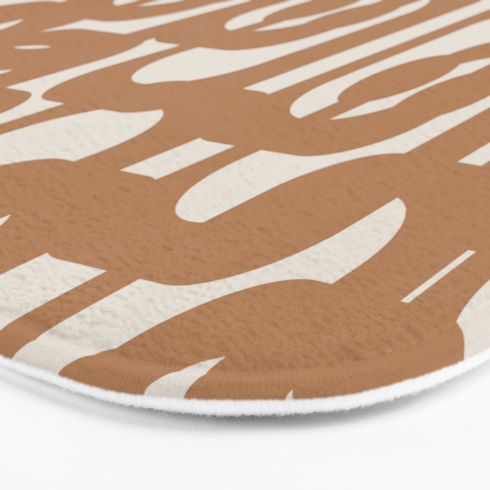Mid Century Modern Loop Pattern in Neutral Light Brown Bath Mat Gallery Image 3