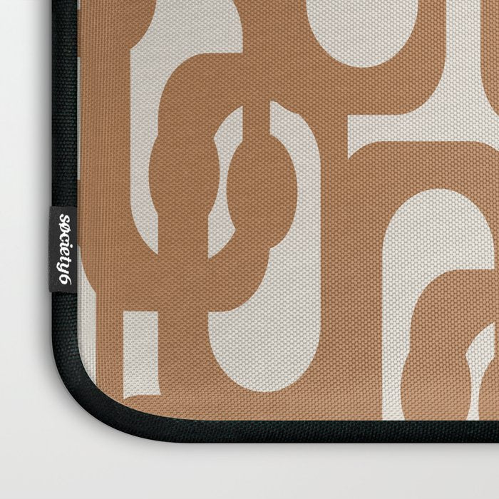 Mid Century Modern Loop Pattern in Neutral Light Brown Laptop Sleeve Gallery Image 3