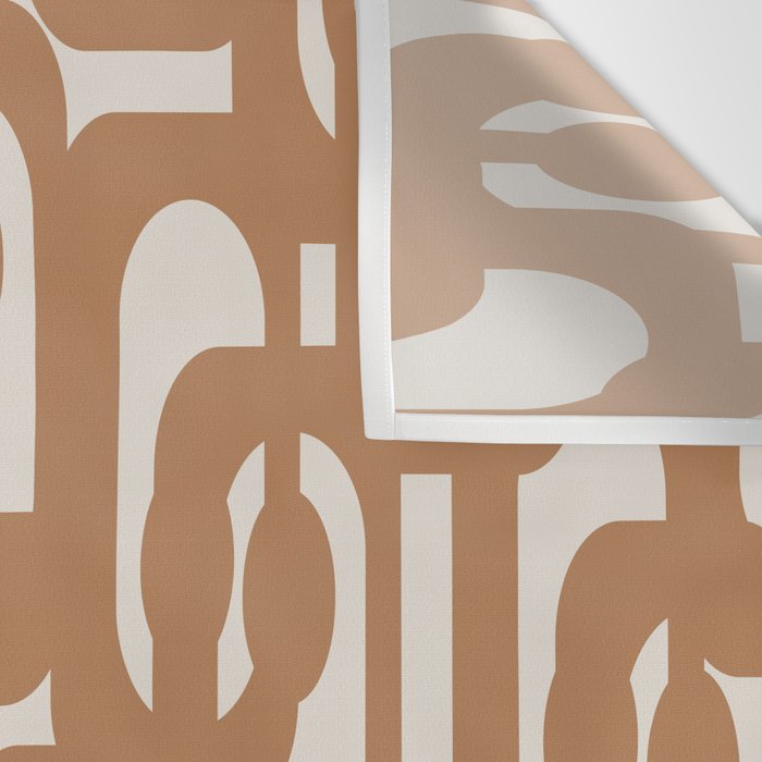 Mid Century Modern Loop Pattern in Neutral Light Brown Wall Tapestry Gallery Image 3