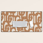 Mid Century Modern Loop Pattern in Neutral Light Brown Desk Mat Gallery Image 1