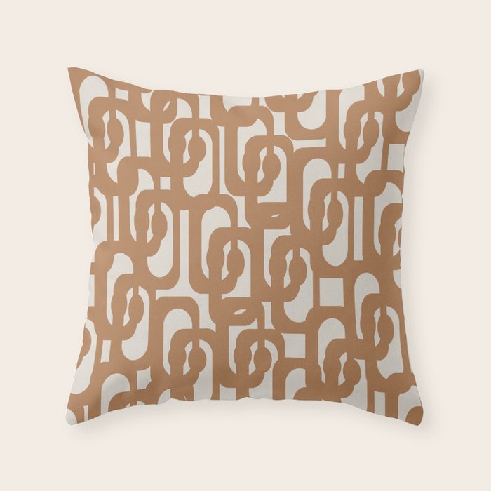 Mid Century Modern Loop Pattern in Neutral Light Brown Throw Pillow Gallery Image 6