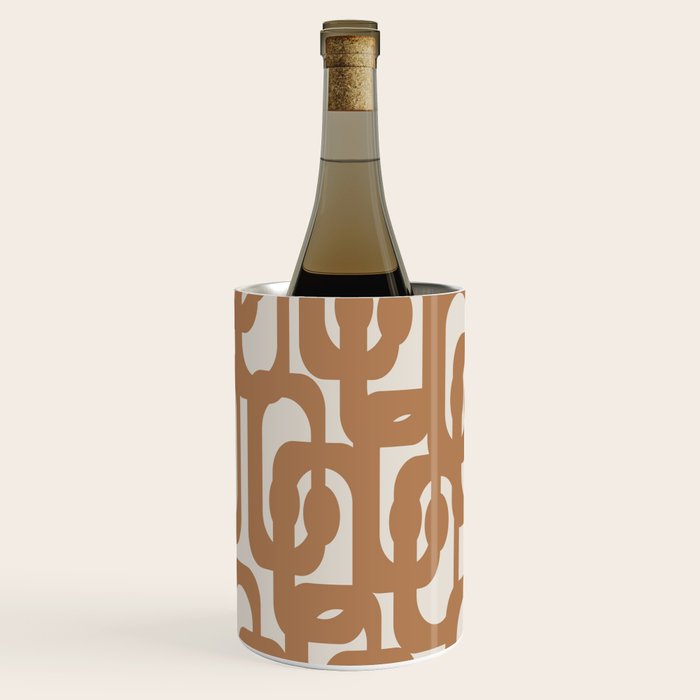 Mid Century Modern Loop Pattern in Neutral Light Brown Wine Chiller Gallery Image 1