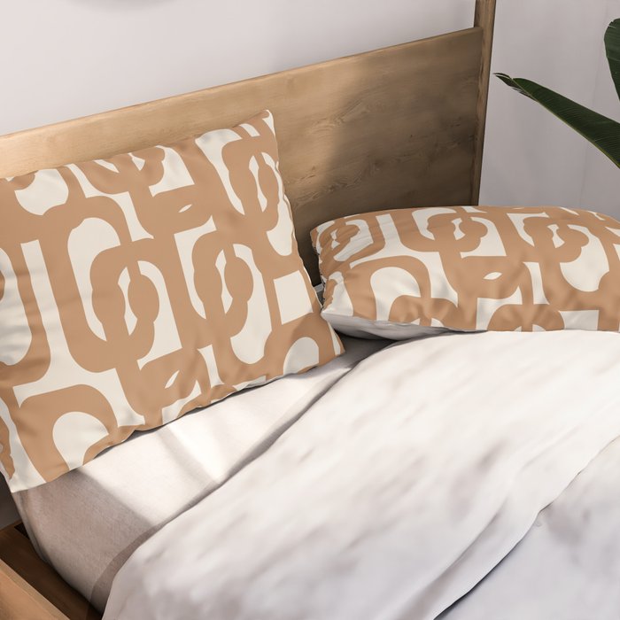 Mid Century Modern Loop Pattern in Neutral Light Brown Pillow Sham Gallery Image 2