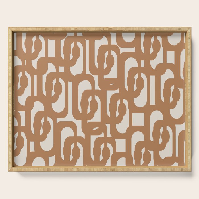 Mid Century Modern Loop Pattern in Neutral Light Brown Serving Tray Gallery Image 1