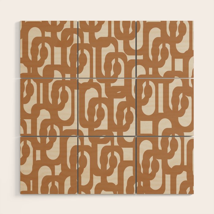 Mid Century Modern Loop Pattern in Neutral Light Brown Wood Wall Art Gallery Image 1