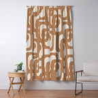 Mid Century Modern Loop Pattern in Neutral Light Brown Window Curtain Gallery Image 5