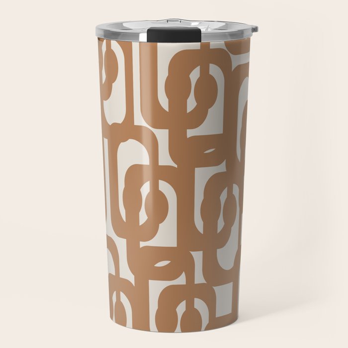Mid Century Modern Loop Pattern in Neutral Light Brown Travel Mug Gallery Image 1