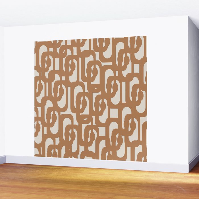 Mid Century Modern Loop Pattern in Neutral Light Brown Wall Mural Gallery Image 2