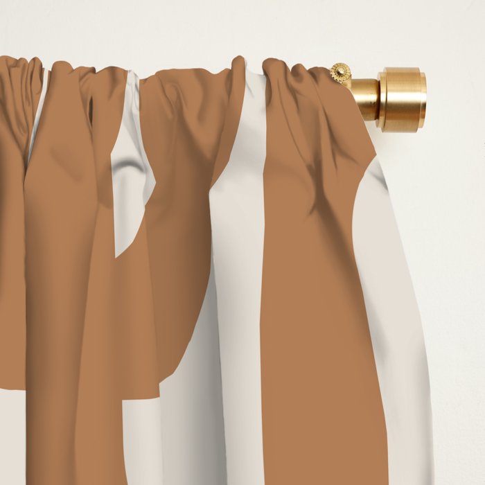 Mid Century Modern Loop Pattern in Neutral Light Brown Window Curtain Gallery Image 2