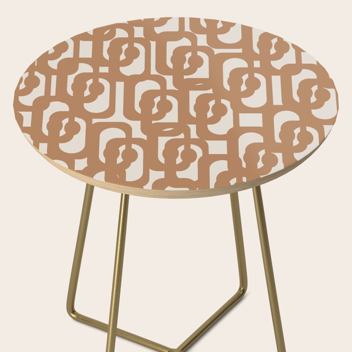 Mid Century Modern Loop Pattern in Neutral Light Brown Side Table Gallery Image 2