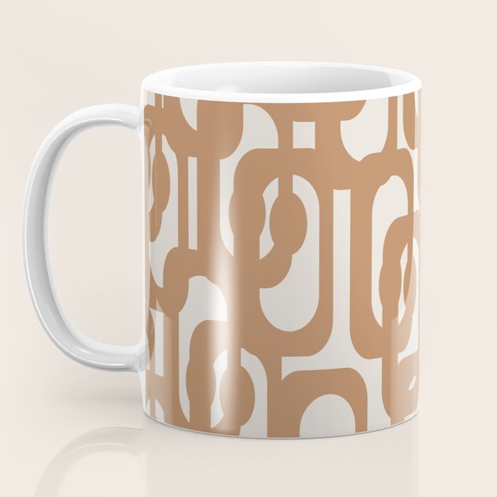 Mid Century Modern Loop Pattern in Neutral Light Brown Coffee Mug Gallery Image 3
