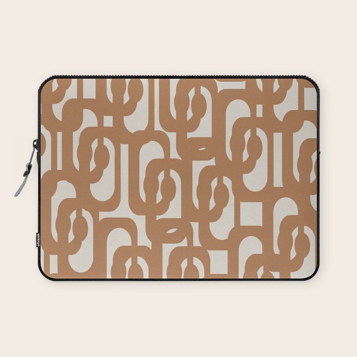 Mid Century Modern Loop Pattern in Neutral Light Brown Laptop Sleeve Gallery Image 1