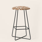 Mid Century Modern Loop Pattern in Neutral Light Brown Stool Gallery Image 1