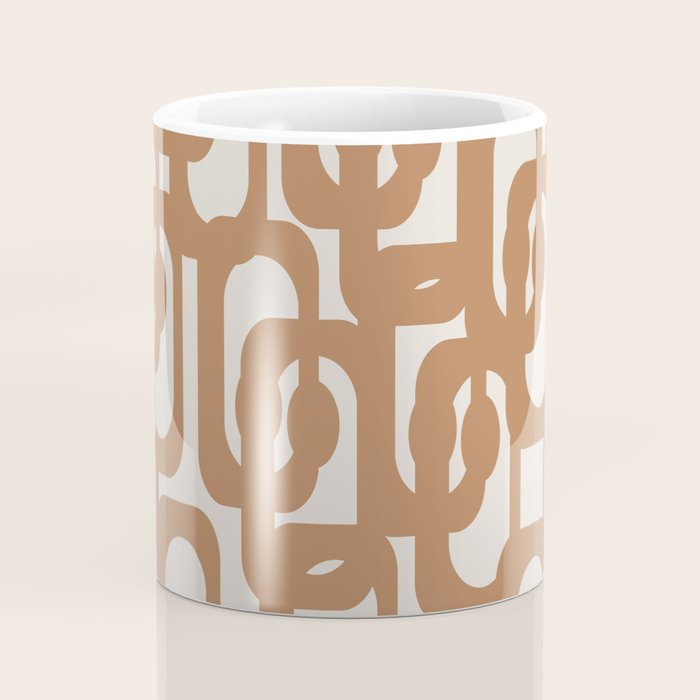 Mid Century Modern Loop Pattern in Neutral Light Brown Coffee Mug Gallery Image 4