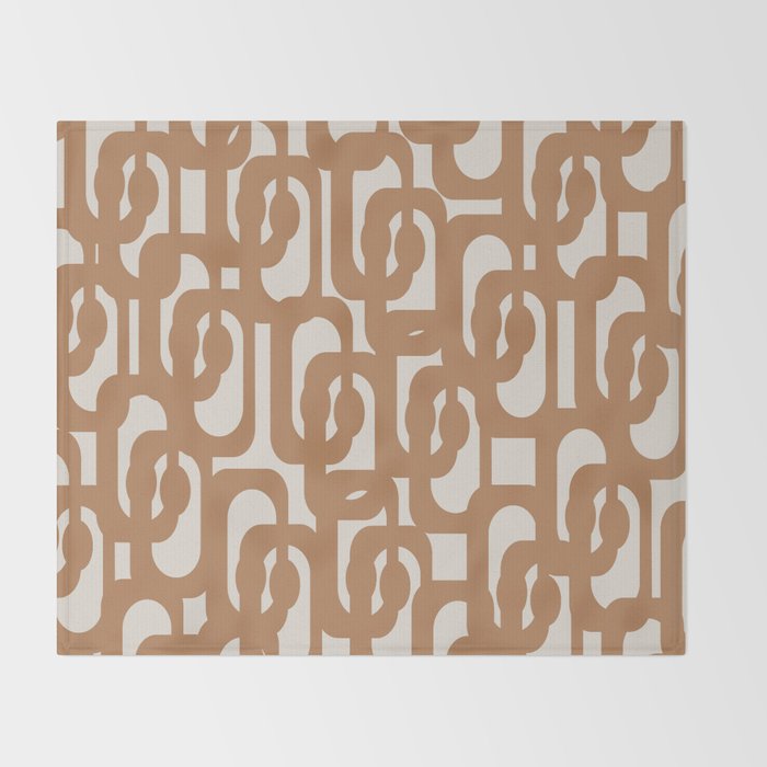 Mid Century Modern Loop Pattern in Neutral Light Brown Throw Blanket Gallery Image 2