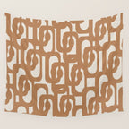Mid Century Modern Loop Pattern in Neutral Light Brown Wall Tapestry Gallery Image 4