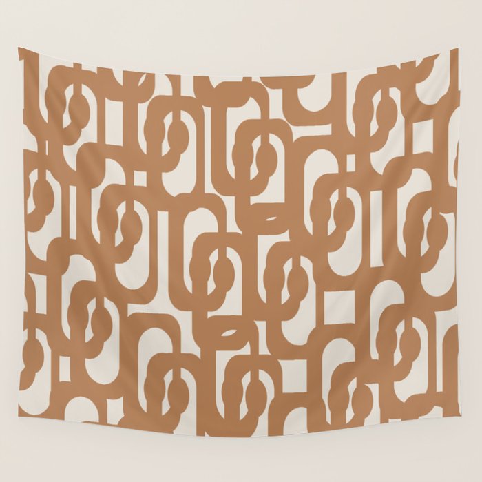Mid Century Modern Loop Pattern in Neutral Light Brown Wall Tapestry Gallery Image 4