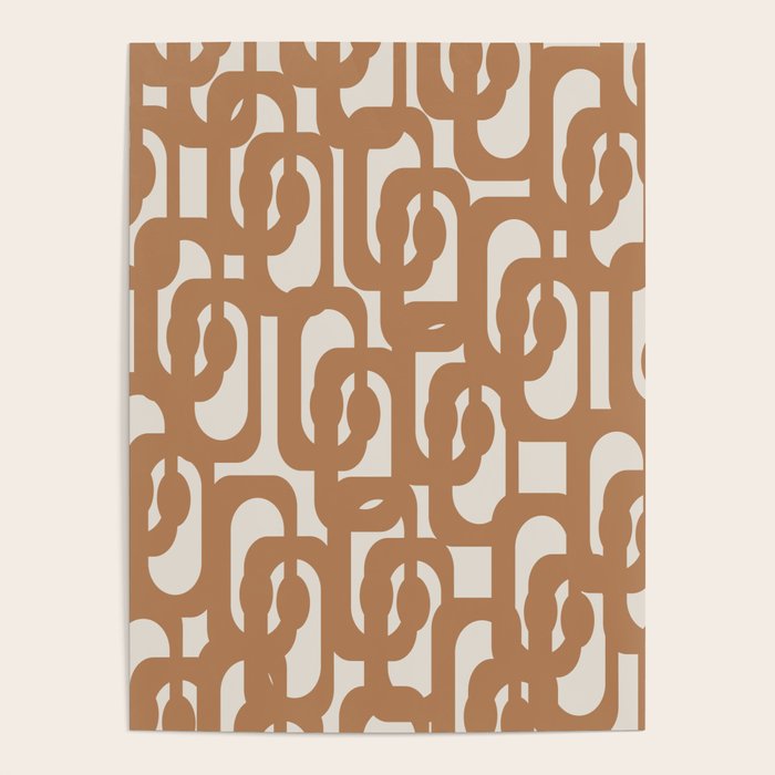 Mid Century Modern Loop Pattern in Neutral Light Brown Poster Gallery Image 4