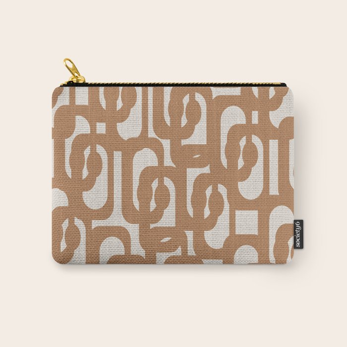 Mid Century Modern Loop Pattern in Neutral Light Brown Carry All Pouch Gallery Image 1