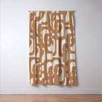Mid Century Modern Loop Pattern in Neutral Light Brown Window Curtain Gallery Image 3